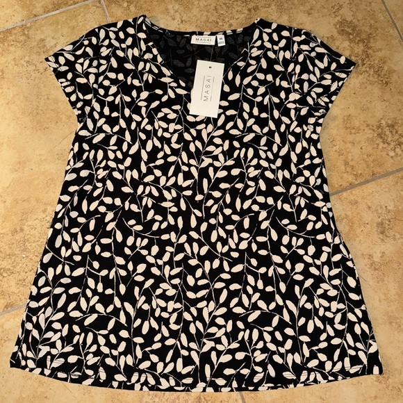 Masai Copenhagen Tops - Masai Copenhagen women’s short sleeve, leaf print pull on blouse NWT